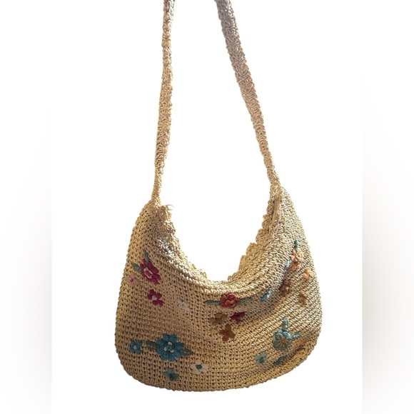 Capelli Straworld Floral Straw Crochet Shoulder Bag Boho Summer Beach Purse - Picture 11 of 16
